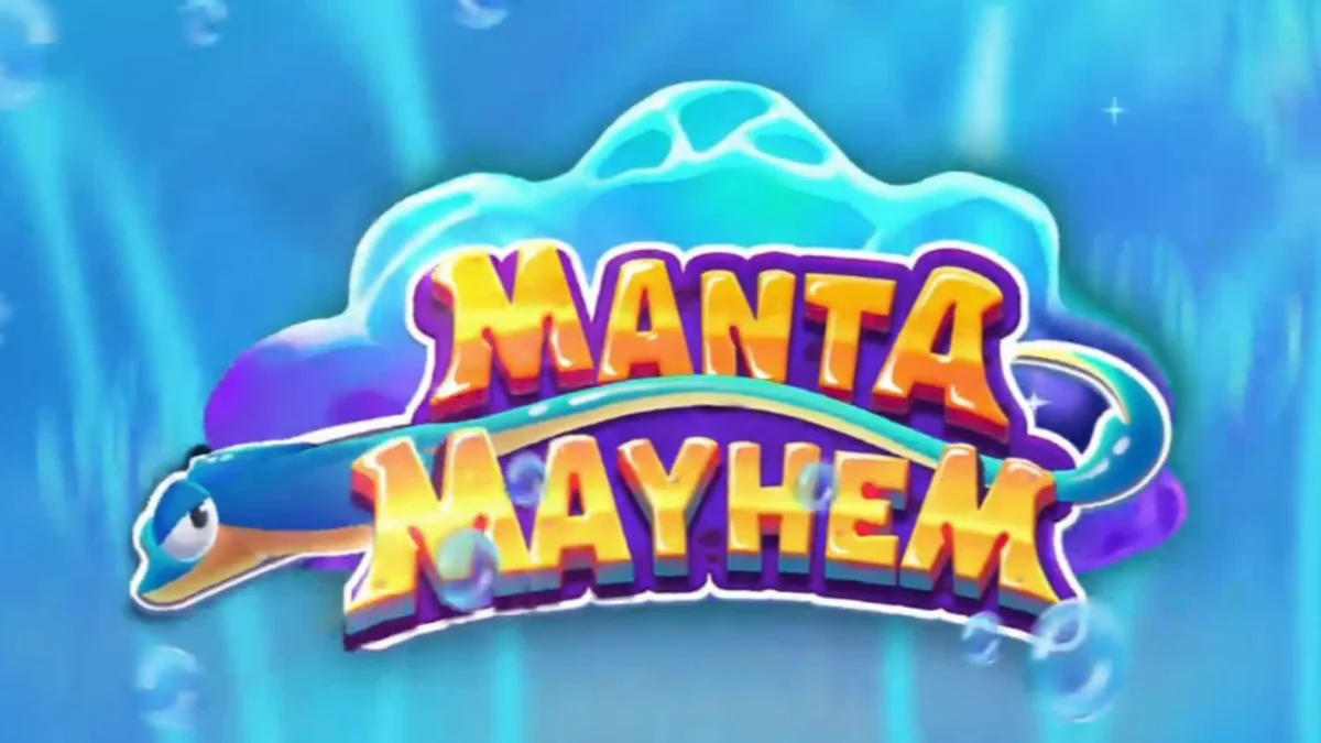 Isang mahiwagang manta ray na lumalangoy sa madilim at malalim na karagatan ng Manta Mayhem slot.