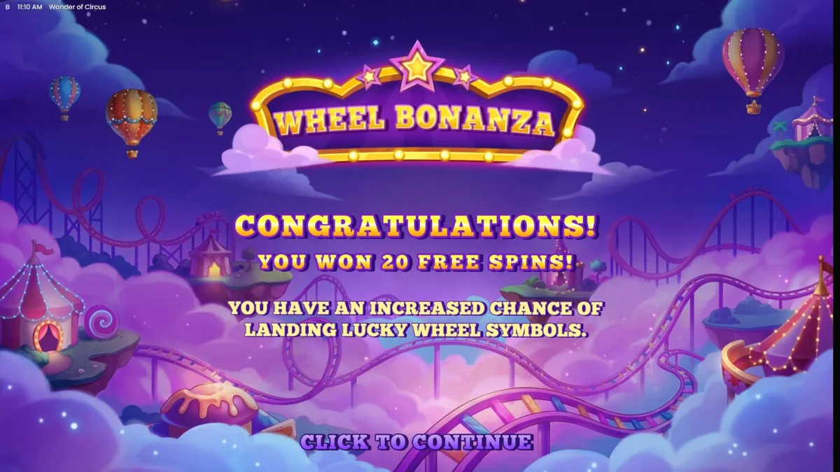 Makulay na circus theme ng Wonder of Circus slot machine